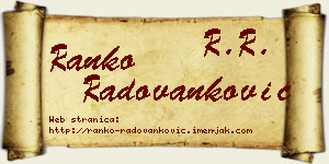 Ranko Radovanković vizit kartica